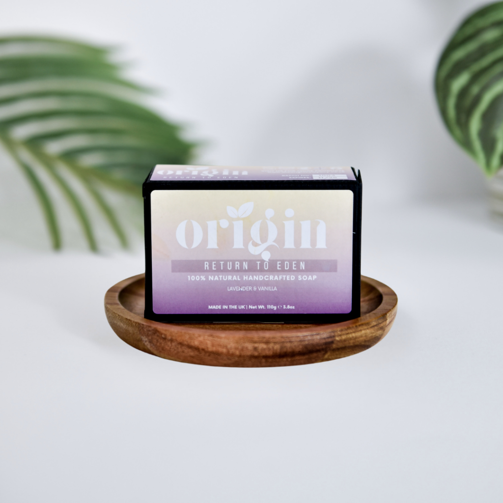 Lavender & Vanilla natural tallow soap bar displayed on a clean background.