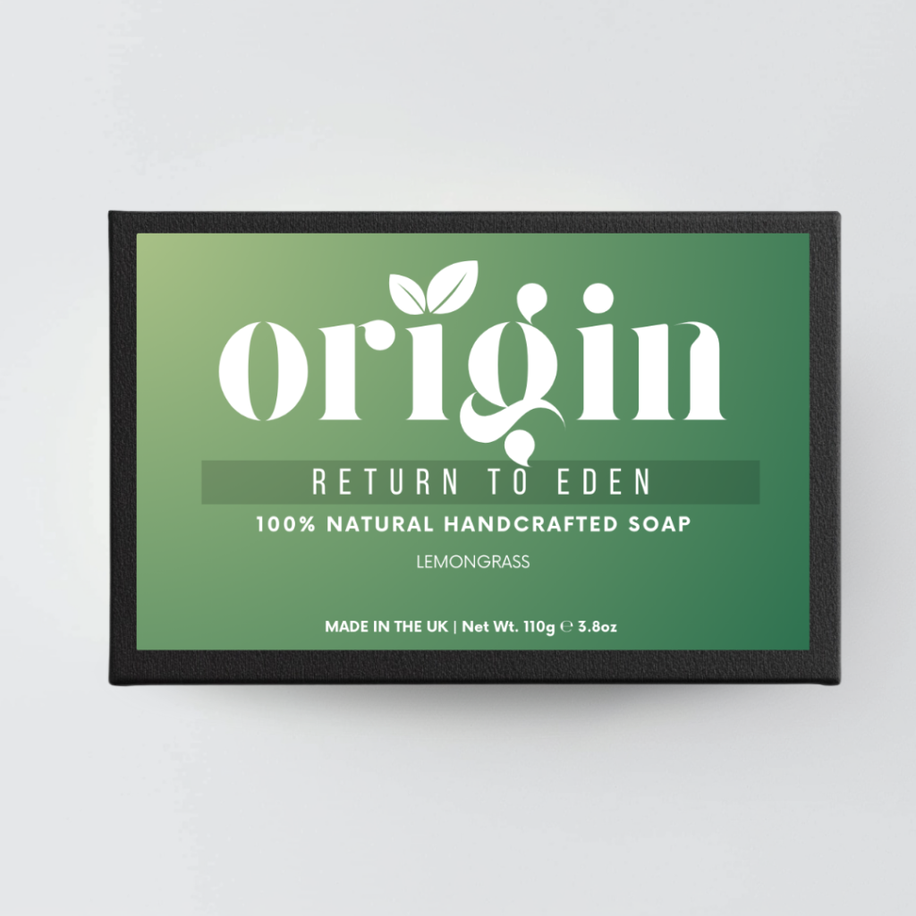 Front packaging of the Lemongrass natural tallow soap by Origin.