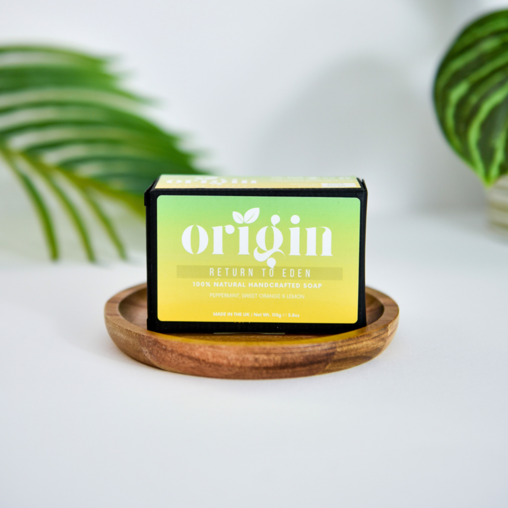 Peppermint, Sweet Orange & Lemon natural tallow soap bar displayed on a clean background.