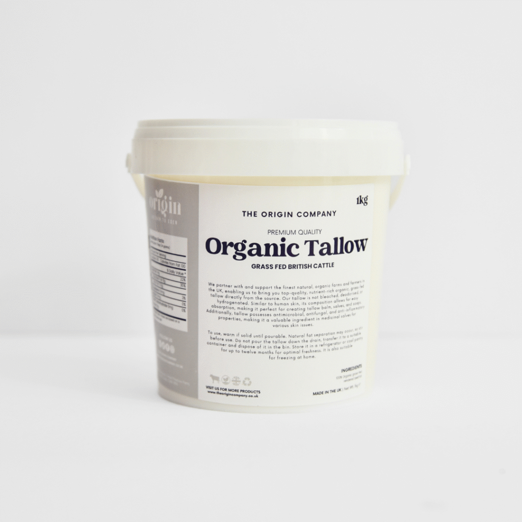 Organic grass-fed beef tallow 1kg jar front view