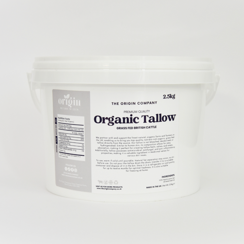 Organic grass-fed beef tallow 2.5kg jar front view