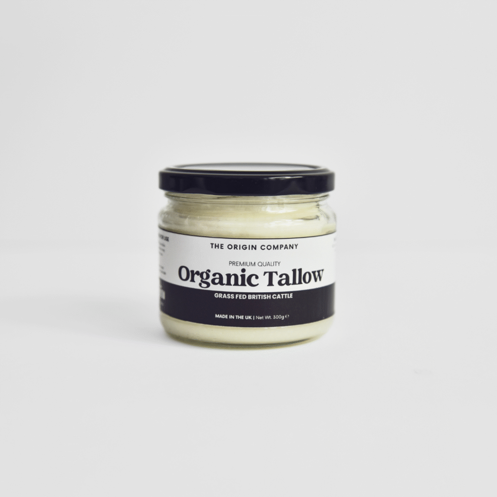 Organic grass-fed beef tallow 300g jar front view