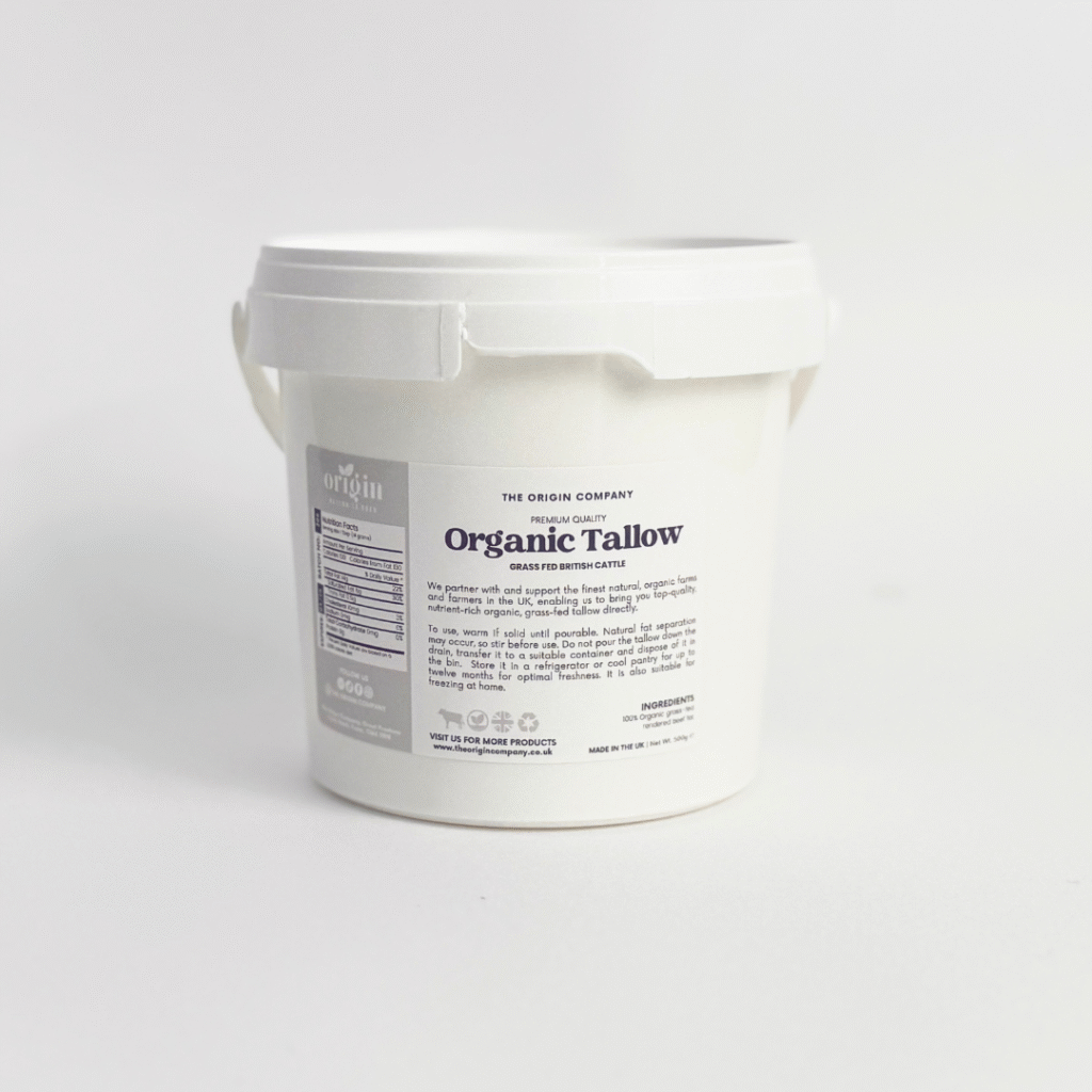 Organic grass-fed beef tallow 500g jar front view