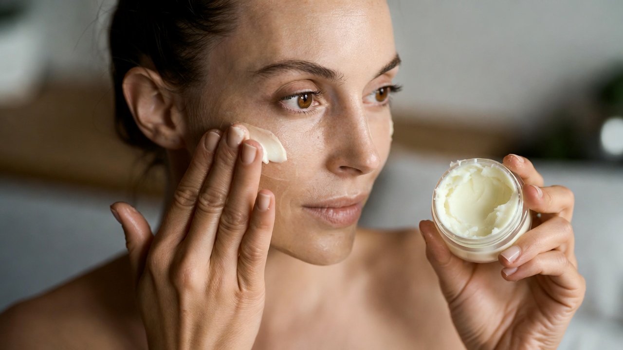 Whipped tallow moisturiser in a neutral natural skincare settin